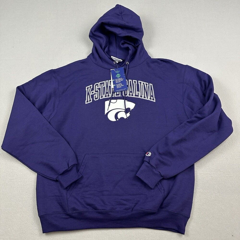 Kansas State Wildcats Hoodie Men Large Purple Solid Champion Sweatshirt NCAA L